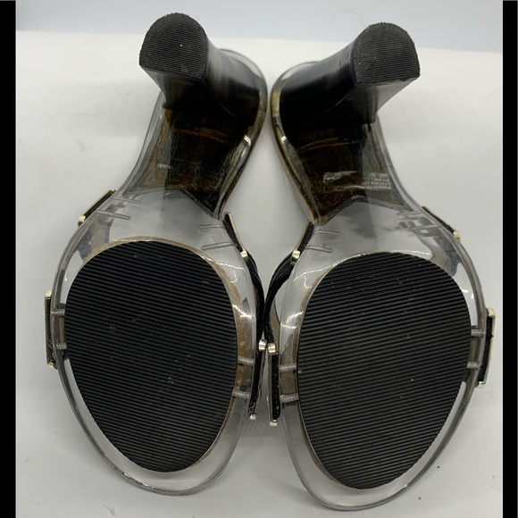 Michael Kors Black Leather Clear Sole Heels sz 5.5 - Picture 6 of 9